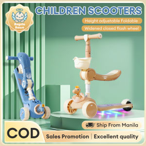 Foldable Scooter For Kids With Chair 3 Wheels Kids Swing Scooter With Light&Music Adjustable Height