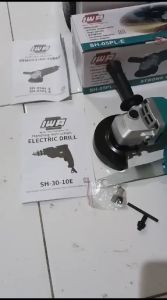 PROMO PAKET GERINDA + BOR 10MM VARIABLE SPEED / GERINDA TANGAN / MESIN BOR BOLAK BALIK Full Tembaga