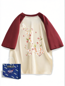 NASA Collab Printed Splicing Short Sleeve T-shirt