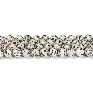 ขายส่งธรรมชาติ Dalmatian Jasper Speckled ลูกปัดหินรอบหลวม Spacer สําหรับเครื่องประดับ DIY สร้อยคอสร้อยข้อมือ