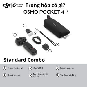 DJI Osmo Pocket 4P | Camera cầm tay bỏ túi nhỏ gọn ống kính kép chuẩn điện ảnh 4K/240fps zoom 12x bộ nhớ trong 103GB (DJI OP 4P Vlog Camera)