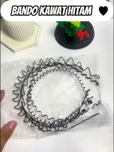 Bando Kawat Pria Warna Hitam Headband Kawat Besi Zigzag Aksesoris Rambut Pria Wanita