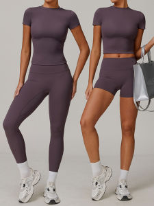 QYUED | Bộ Đồ Thể Thao Quần Legging Thấm Mồ Hôi Cao Cổ