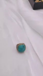 LZD French Niche High-Grade Light Luxury Turquoise Ring Womens Open Mid-Ancient Elegant R Ring