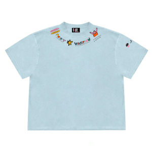 4Hearts 260G Heavy Weight Pure Cotton! European and American Cartoon Illustration Basic Style Casual OOTD Short Sleeve T-shirt