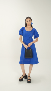 K/WOODS Stain Repellent Puffed Sleeve Dress KW8192LDS | Blue & Black