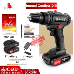 Bor baterai cas komplit 36Vf Mesin bor baterai cordless bor impact bater original besi - bor cas murah 2 baterai Cordless Drill with 2 baterai/kasus/charger - fullset bor listrik bor baterai- impact bor baterai bor cas murah jld impact bor