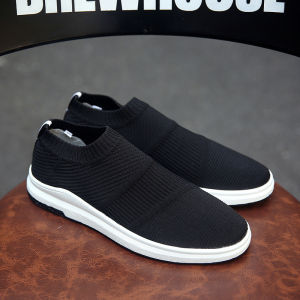 Black Rubber Shoes For Men 2023 New Style Slip On Sneakers For Male Korean Style Casual Flats Man Comfortable Walking Shoes