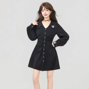 KEIKO | Slimming Embroidered Waist-Cinching Dress for Autumn