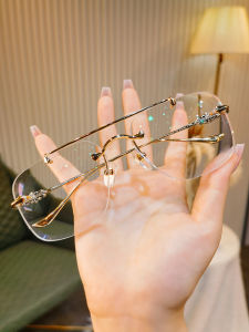 BULLE DE SAVON | Vintage Double Bridge Polygonal Frameless Glasses Frame Men Women Alloy