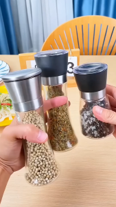 COMBO 2 Lọ Xay Tiêu Cầm Tay Thuỷ Tinh CAO CẤP - Xay Tiêu Xay Gia Vị Dễ Dàng Tiện Lợi