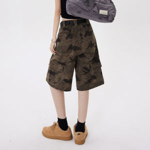 QIAOMIDUO | Quần Jeans Denim Ống Rộng Mùa Hè Cho Nữ Quần Dài Đến Mắt Cá Chân Cạp Cao Màu Sắc Đậm Quần Dài Bảy Phút