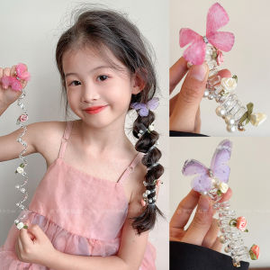 หวาน ผีเสื้อเด็กผม Ties โทรศัพท์สายผู้ถือหางม้าไม่ทําลายผมสาวน้อยเพิร์ลอุปกรณ์เสริมผม