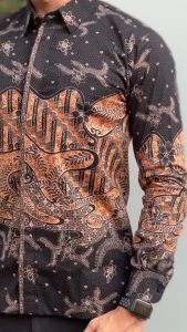 Kemeja Batik Pria Motif Slimfit Stretch Lengan Panjang Bahan Stretch Melar Premium