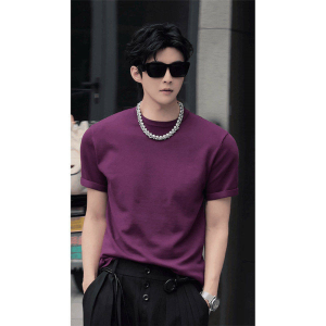 Purple Short Sleeve Cool Feel Handsome Fit Mens Tee