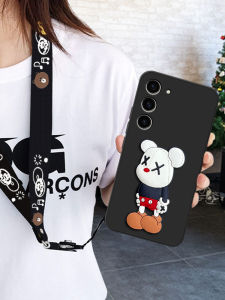 Silicone Phone Case for Samsung S23FE S24 Full Cover Anti-Fall with Lanyard Cute Cartoon Style Womens Fashion Brand Compatible