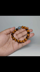TIger eye stones w/ evil eye "hamsa" hand of fatima lucky charm elastic bracelet feng shui 2026