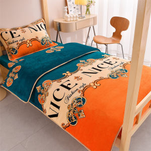 Bộ Ba Món Chăn Ga Gối Đệm Lông Cừu Dày Dặn Ấm Áp Mùa Đông Cho Ký Túc Xá Sinh Viên Hai Mặt Bằng Vải Nỉ Sữa