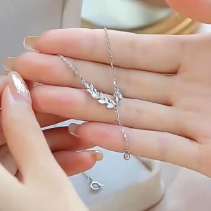 Kalung Choker Daun Silver Cantik Kalung Fashion Kekinian