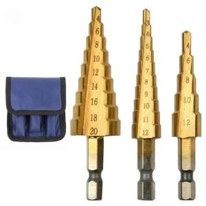 Hexagonal Handle Titanium Plated Ladder Drill Tower Drill Bit Set 3-12/4-12/4-20mm Small Three Piece Set Pocket Hole