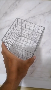 Creative Metal Storage Basket Desktop Large-capacity Sundries Storage Basket Desk Square Metal Wire Grid Storage Basket