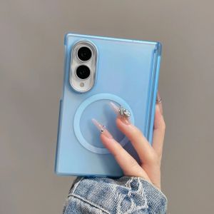 szhaiyu | Luxury Translucent Candy Color Phone Case For Samsung Galaxy Z Fold 8 Ultra 7 6 5 For Magsafe Wireless With Hinge Protect Cover