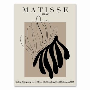 BILIBILI | Henri Matisse Trừu Tượng Tối Giản Minh Họa In Canvas Màu Be Nghệ Thuật Treo Tường Phong Cách Hiện Đại Trang Trí Nhà Cửa Không Khung Hình Chữ Nhật Dọc