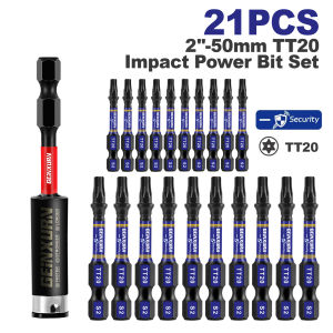 Geinxurn 2 In.Impact Tough Magnetic Power Bit SetSecurity Torx Head Power BitsS2 Alloy Steel Star TT20 Screwdriver Bits Set