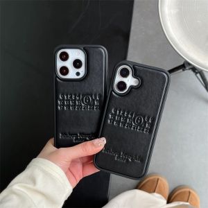 Luxury Leather Phone Case For iPhone 16 15 14 13 Pro Max Fashion Trends 3D letter Shockproof Embossed Cover