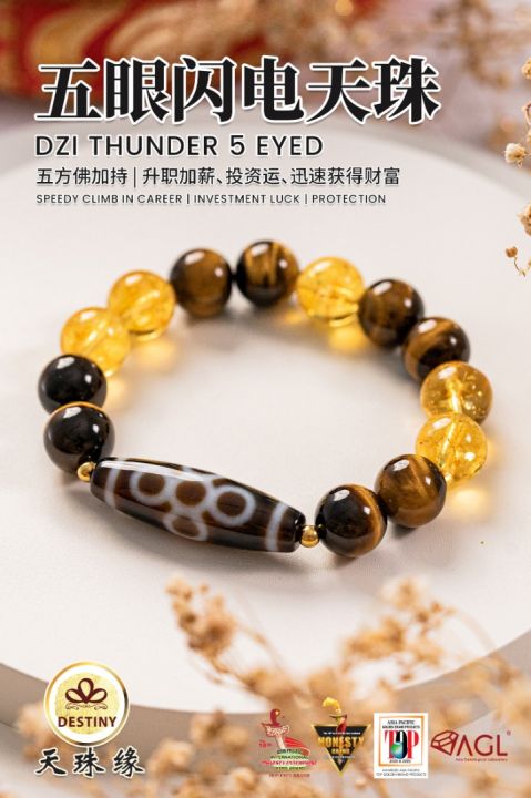 五眼闪电天珠THUNDER FIVE EYE DZI 财运珠| Lazada