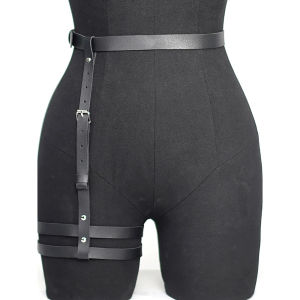 Fashionable Womens Pu Leather Leg Harness Body Harness Breast Punk Gothic Leg Garter Belts Gothic Waist Belt Clothing Accessor