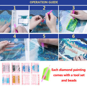Chinatera 5D Diamond Painting Full Set with Beads Cartoon Animal Full Round Drill DIY Rhinestone Beads Art Craft Kit Embroidery Mosaic Cross Stitch Wall Decor 30x30cm