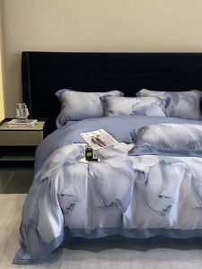 Bedsheet Full Set Bedding Sets Queen Size Bedsheet Set Bedding Sets Bedsheet Set With Quilt Light Luxury High-Grade Rendering Tencel 床单三件套