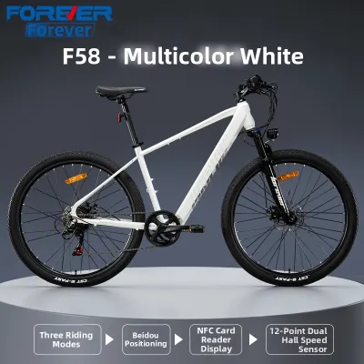 Forever F58 Electric Mountain Bike with Lithium Battery Disc Brakes Shimano Gears for Adults Students Unisex Commuting Urban E Bike Singapore LTA Approved
