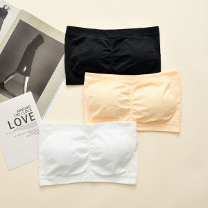 One-Piece Strapless Bra with Chest Pad Anti-Light Commuting Womens Underwear Comfortable Inner Wear Wrap Chest Tube Top Summer Thin Nylon