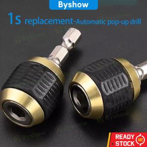Byshow 1/4 Inch Hex Shank Drill Bit Tool 60mm Keyless Drill Chuck Adapter Replacement Connector Key with Set Screwdriver Impact Driver Adaptor Ratchet Wrench Quick Release Change Convertor Adapter Tools