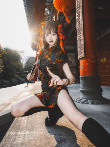 New Chinese Style Cheongsam Dress Halloween Christmas Cosplay Uniform Soft Girl Maid Skirt Short Cheongsam Daily Wear