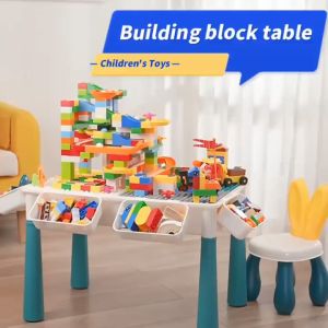 【SG Stock】Childrens early education large particle puzzle assembly toy multifunctional block table