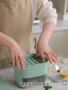 OHHDEER 52 Grid Ice Maker Box with Lid and Drawer Storage | Press-Type Double Layer Ice Cube Tray