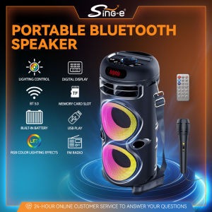 ZQS42106 Portable Dual 4-inch Bluetooth Speaker Wireless Charging Long Range BT/USB/TF/AUX/MIC/FM/Colorful Karaoke Outdoor