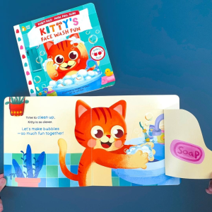 BEAR TALE Kittys Face Wash Fun Push And Pull Book for Kids Preschool Hygiene Habit Education 10 Pages