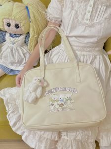 Adorable Retro Japanese Style Large Capacity Single Shoulder Bag for Girls Student Tutoring Handbag Versatile Youthful Heart