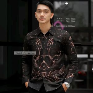 Sharma Kemeja Batik Pria Lengan Panjang Sultan Formal SlimFit Casual Baju Batik Cowok Laskala Trendy