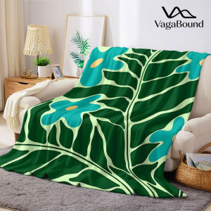 BILIBILI | Retro Green Floral Print Flannel Blanket Warm Soft Halloween Christmas Decorative Couch Warm Cozy All-Season Gift