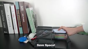 Hộp đựng bút để bàn khay đựng bút 3 ngăn bằng kim loại lưới cao cấp chắc chắn siêu bền