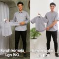 KEMEJA KOKO COUPLE AYAH ANAK (satuan) POLOS WARNA LIGHT GREY / ABU2 LENGAN PANJANG PENDEK FULLKATUN. 