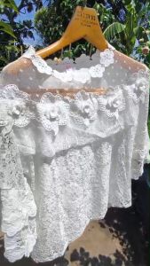 เสื้อขาว เสื้อลูกไม้ ผ้านิม มีซับใน ใส่งานบวช งานบุญ งานแต่งงาน