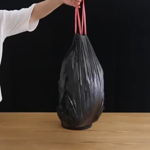 🐻DAILY2U🐻 Plastic Garbage Bag with Drawstring 45cmx45cm15pcs/Roll Garbage Bag With Automatic Closing Rope Plastik Sampah Garbage Plastic Bag 45X45cm Pe Extra Thick Type Drawstring Home Trash Bags Plastik Tong Sampah Bertali Tambah Tebal
