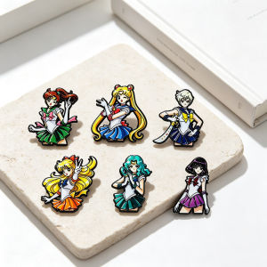 Bandai | 6 Chiếc Anime Thủy Thủ Guardians Men Pin Bộ Sưu Tập Nhân Vật Hoạt Hình Thổ Cẩm Huy Hiệu Cosplay Phụ Kiện Quà Tặng Cho Người Yêu Anime