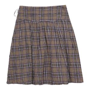 Chân Váy A-Line Họa Tiết Nếp Li Màu Nâu Vintage